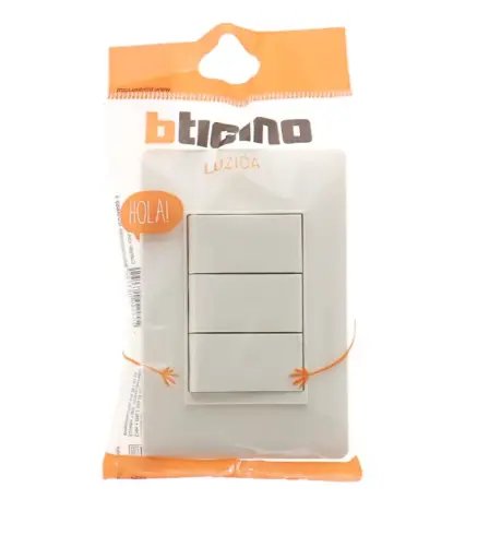 SWITCH BTICINO PU5300 LUZICA TRIPLE BLANCO 15A 110V